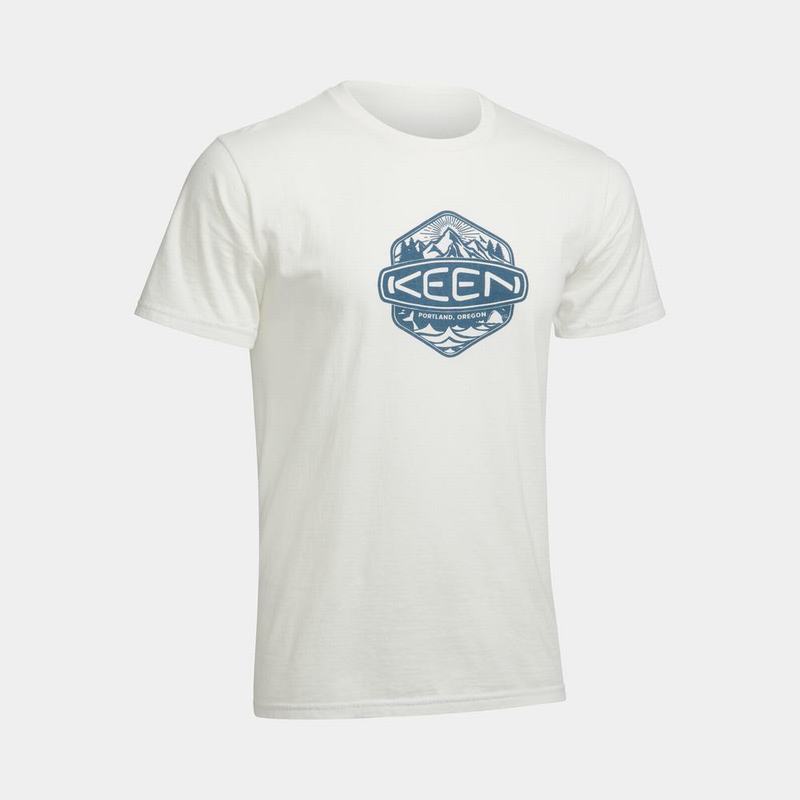 Keen Badge T-Shirts Herren Weiß Sale FN5270MX